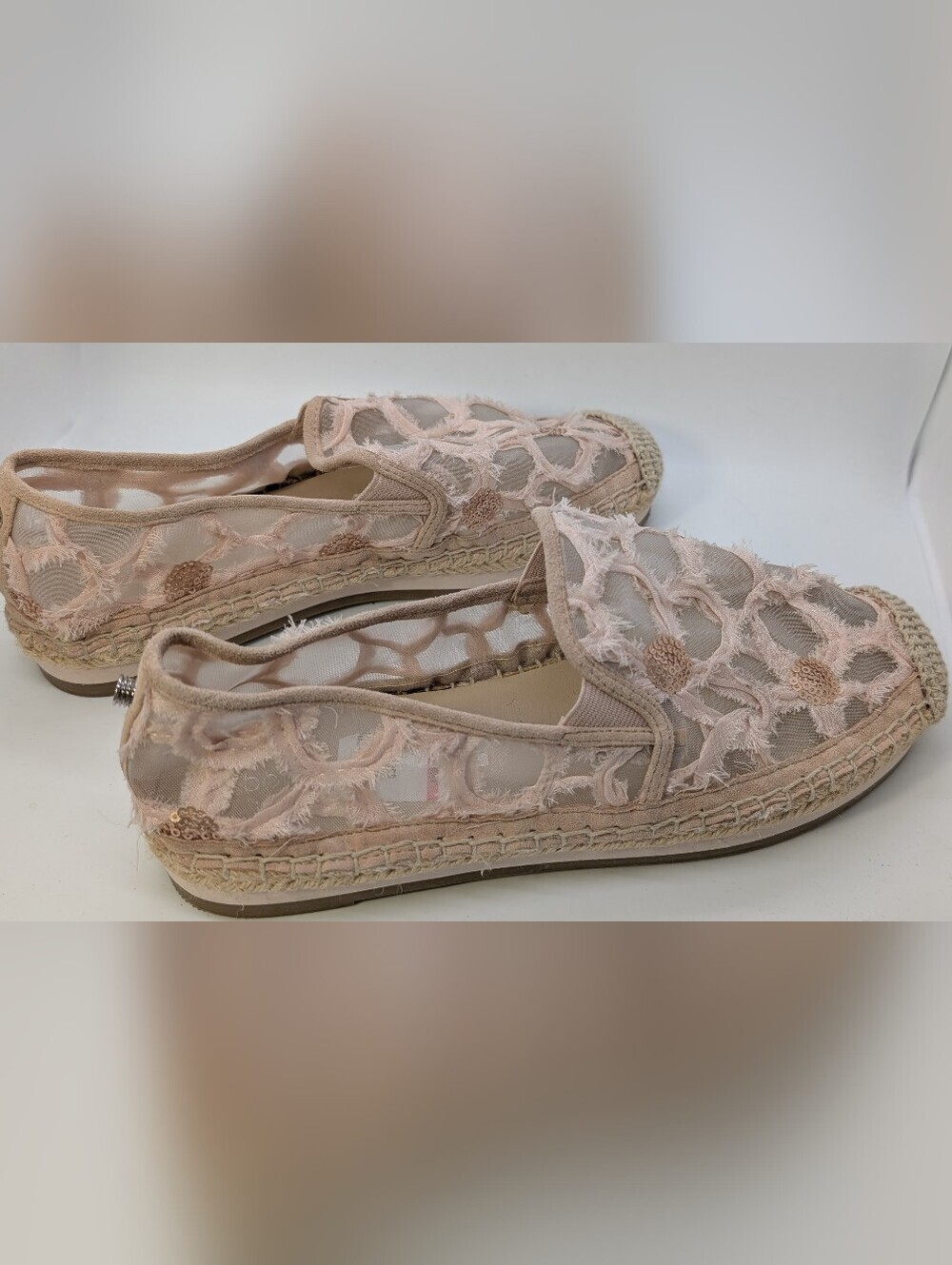 Botkier Blush/Floral Mesh & Sequin Espadrille Slip-Ons Size 8M - Picture 8 of 13
